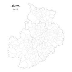 Geopolitical Vector Map of Järva County (Estonia) with Municipalities (Omavalitsused), and Settlements (Asulad) Administrative Subdivisions as of 2025 - Estonia
