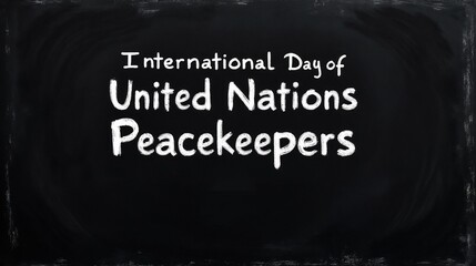 Sign commemorating International Day of United Nations Peacekeepers celebrated in various locations on May 29 each year to honor the contribution of peacekeepers around the world