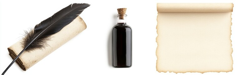 Antique Writing Utensils and Scrolls