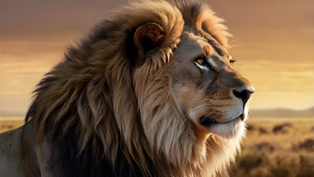 Realistic 3D Render of a Lion in Natural Habitat