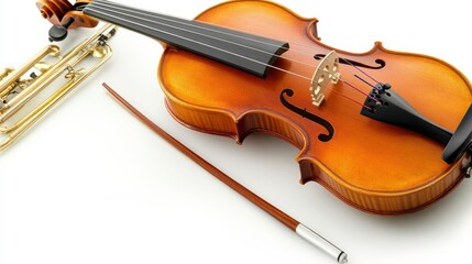 Fototapeta premium Musical Instruments on a Vibrant White Background