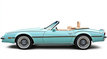 Scenic Convertible Parked on Isolated Road with Pastel Background