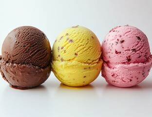 Colorful Ice Cream Scoops Yellow Brown Green Pink Summer Treat