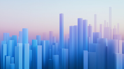 Cityscape with Soft Blue Gradient Financial Chart