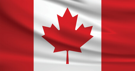 Vector flag of Canada. Canada waving flag background.