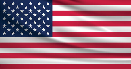 Fototapeta premium Vector flag of USA. United States of America waving flag background.