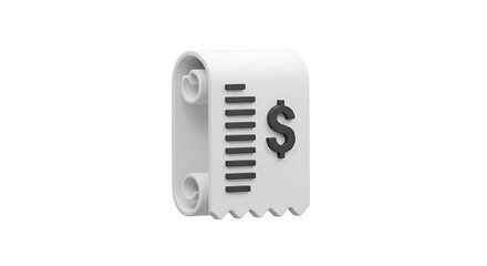 3D Rendered Bill Receipt with Dollar Sign for Finance and Payment Visuals