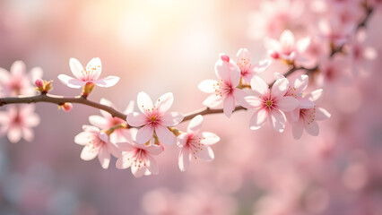 Obraz premium Delicate Beauty: Blooming Cherry Blossom Branch