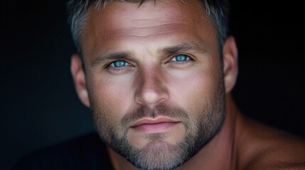 Obraz premium Close-up portrait of a man with a confident gaze (1)