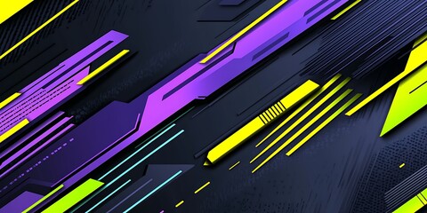 Abstract digital artwork features vibrant geometric shapes in various colors