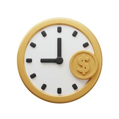 Conceptual 3D Illustration of Time is Money with Clock and Dollar Sign