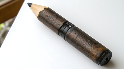 Obraz premium A pencil is carved out of wood and has a black tip. AI Generated