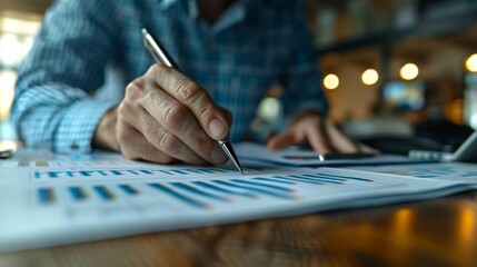 High detail visualization of auditor issuing a qualified opinion A financial report marked with caution indicating minor compliance issues