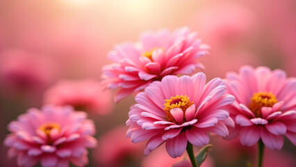 Gentle Pink Zinnia Blooms in Soft Light