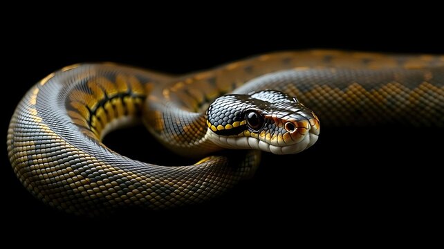 close up of a black python