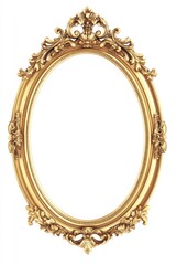 A Gilded Oval Decorative Picture Frame Against White Background