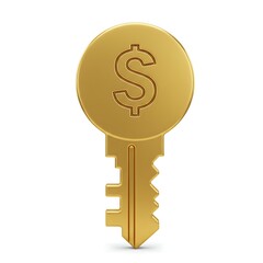 Golden Key with Dollar Sign Illustrating Financial Opportunity Access, security, and investment themes