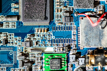 Detail of blue circuit board