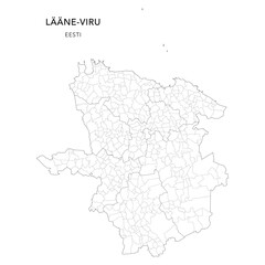 Fototapeta premium Geopolitical Vector Map of Lääne-Viru County (Estonia) with Municipalities (Omavalitsused), and Settlements (Asulad) Administrative Subdivisions as of 2025 - Estonia