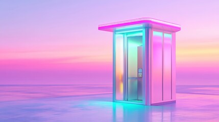 Illuminated Booth at Sunset with Pastel Colors