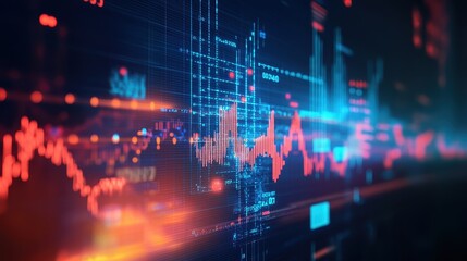 Fototapeta premium Business-themed background with a stock chart, corporate icons, and economic data, dynamic market trends, [stock chart, business], [corporate finance] 