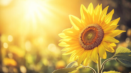 Fototapeta premium Golden Sunflower in Bloom: A Symbol of Youth and Renewal