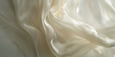 Obraz premium A close-up of flowing silk fabric in a soft champagne color, draped elegantly