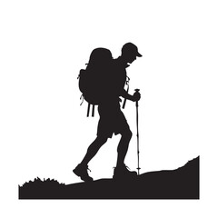Fototapeta premium Hiking man Silhouettes. hiker with rucksacks silhouette.