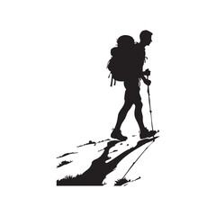 Hiking man Silhouettes. hiker with rucksacks silhouette.