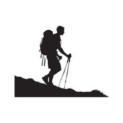 Fototapeta premium Hiking man Silhouettes. hiker with rucksacks silhouette.
