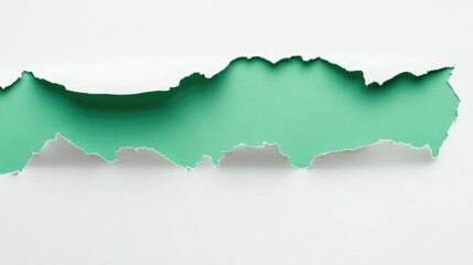 A torn edge of vibrant green paper showcasing a smooth, gradient transition against a clean white background