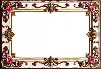 Obraz premium Elegant distressed vintage frame, ornate border design with floral elements, vintage border, graphic