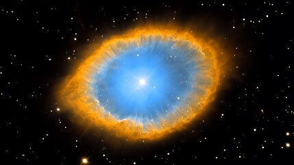 An eye shaped celestial nebula with bright stars in space