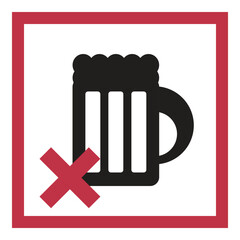 No alcohol sign set in flat design for public warning sign or design elements