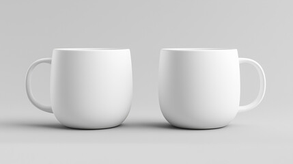 mockup two white cup display realistic