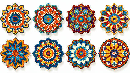 Vibrant Ethnic Tile Patterns: Traditional Motifs with Rich Textures and White Space for Modern Appeal in Photo Stock - Perfect for Unique Design Concepts