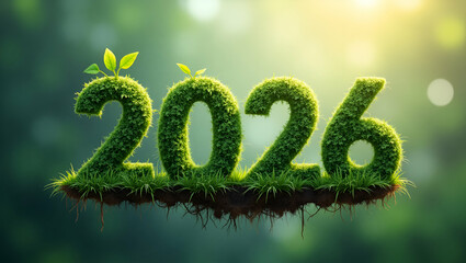 2026 New Year: A Top View of Nature Highlighting Sustainable Development Goals (SDGs), ESG, NetZero, and CO2 Reduction - Conceptual Photo Stock with Empty Space for Your Vision