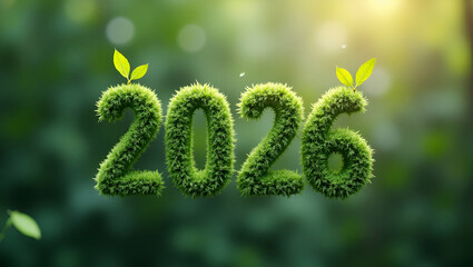 2026 New Year: Embracing Sustainable Development Goals (SDGs) with Nature's Top View - A Vision for ESG, NetZero, and CO2 Reduction in Stock Photography