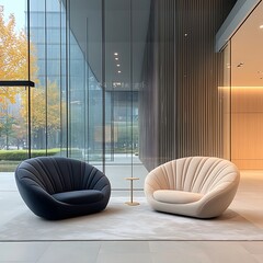 Modern Lounge Chairs for Office Lobby, City View.
