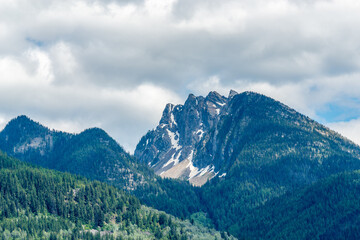 Majestic mountains with forest foreground in Vancouver, Canada, North America. Day time on June 2024