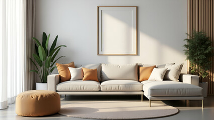 Stylish Sofa Arrangement with Picture Frame for Cozy Living Space