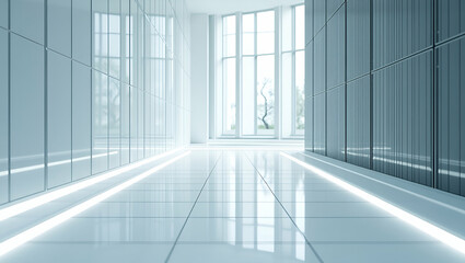 Obraz premium Innovative Tile-Based Workplace Design: Bright Digital Geometry & Arcs