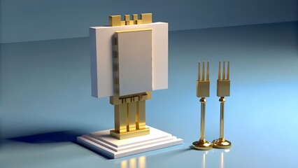 Elegance in Design: A modern architectural composition, artfully combining geometric shapes and metallic accents to convey a sense of sophistication and order, showcased on a subtle gradient backdrop.