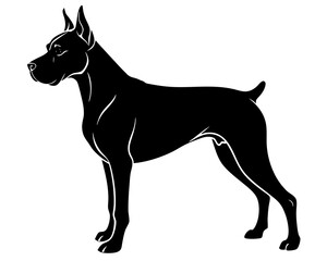 Boxer Dog silhouette vector illustration