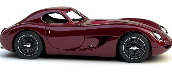 An elegant maroon sports car rendered in a detailed three dimensional view