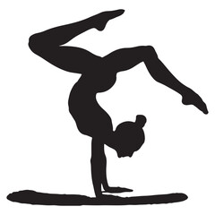 Vector Illustration of Gymnast Performing One Hand Handstand Pose