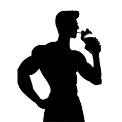 Strong Fitness Figure Drinking Refreshment Sports and Wellness Symbol