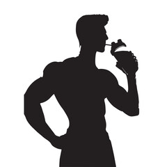 Muscular Silhouette Holding Energy Drink Fitness and Strength Concept