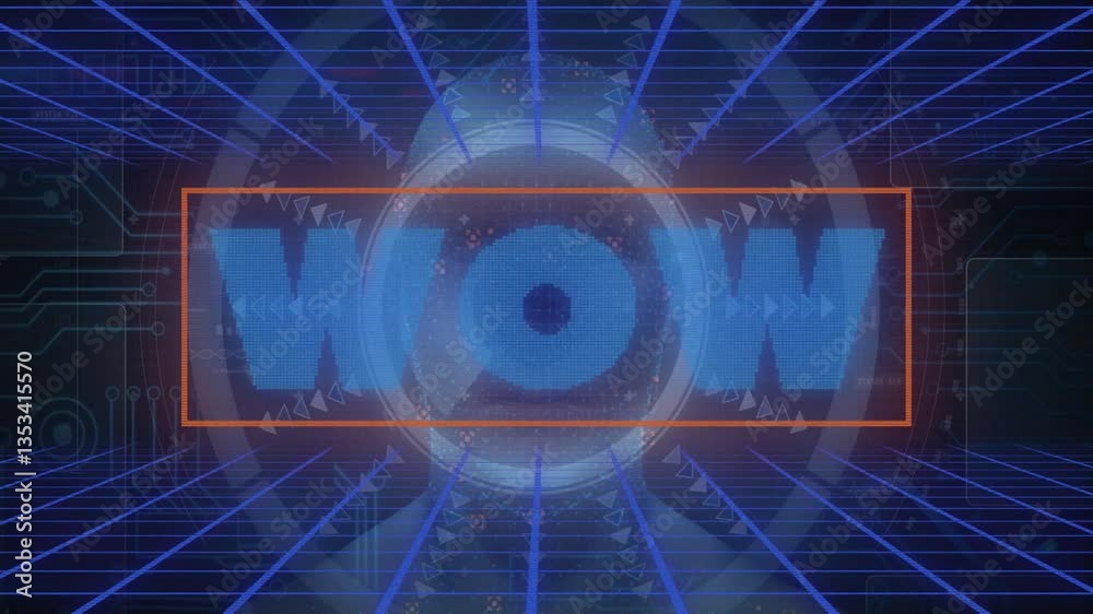 Poster digital grid and circuit patterns creating futuristic wow animation background
