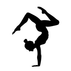 Abstract Gymnastic Figure Holding Scorpion Handstand Pose